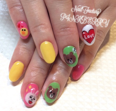 LINEキャラクターネイル | 松山市ネイルサロンピンクベリー