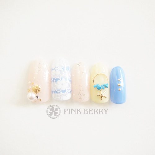 トレンドアートネイルSea-BlueNail | 松山市ネイルサロンピンクベリー