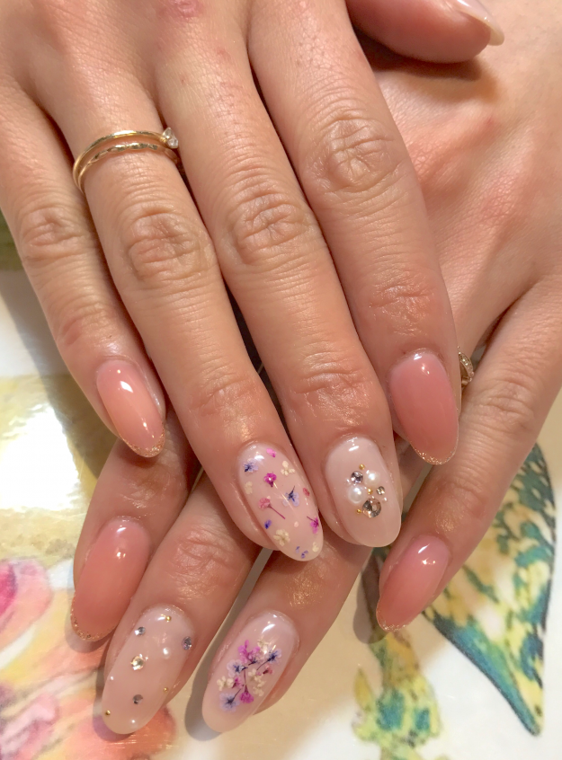 ドライフラワーネイル｜松山市ネイルサロンピンクベリー