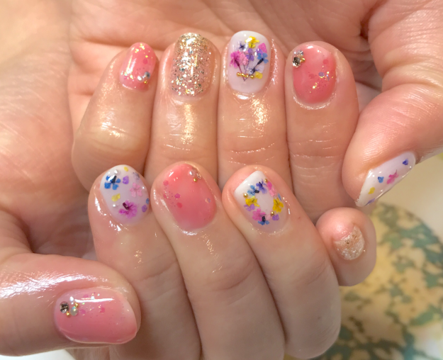 ドライフラワーネイル｜松山市ネイルサロンピンクベリー