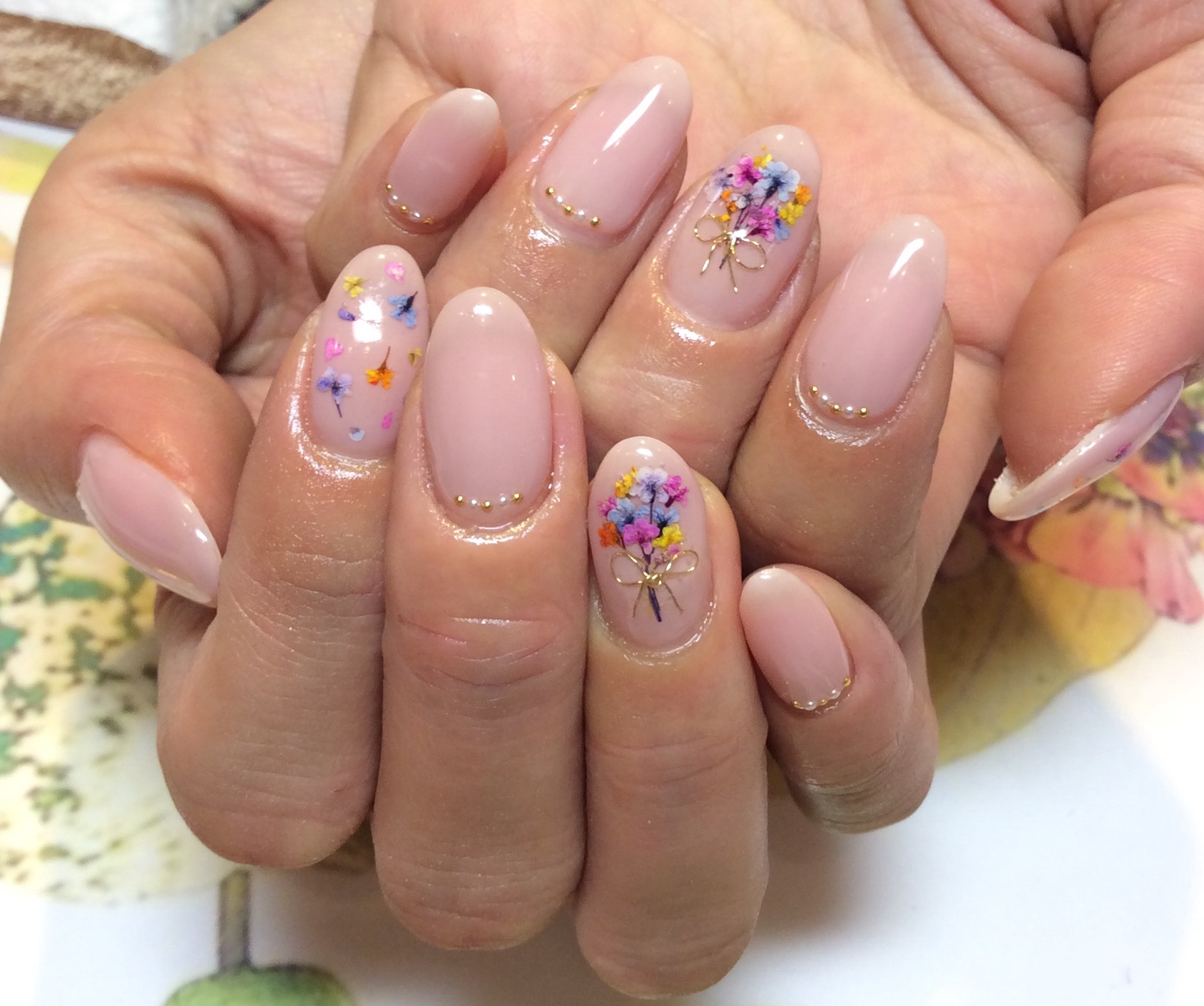 ドライフラワーネイル｜松山市ネイルサロンピンクベリー