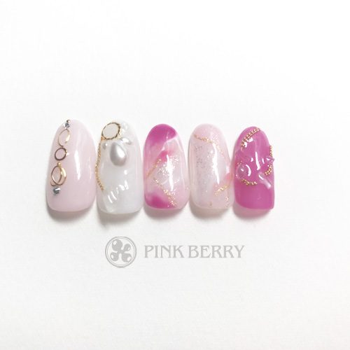 トレンドアートネイルjewelly_marbleNail｜松山市ネイルサロンピンクベリー