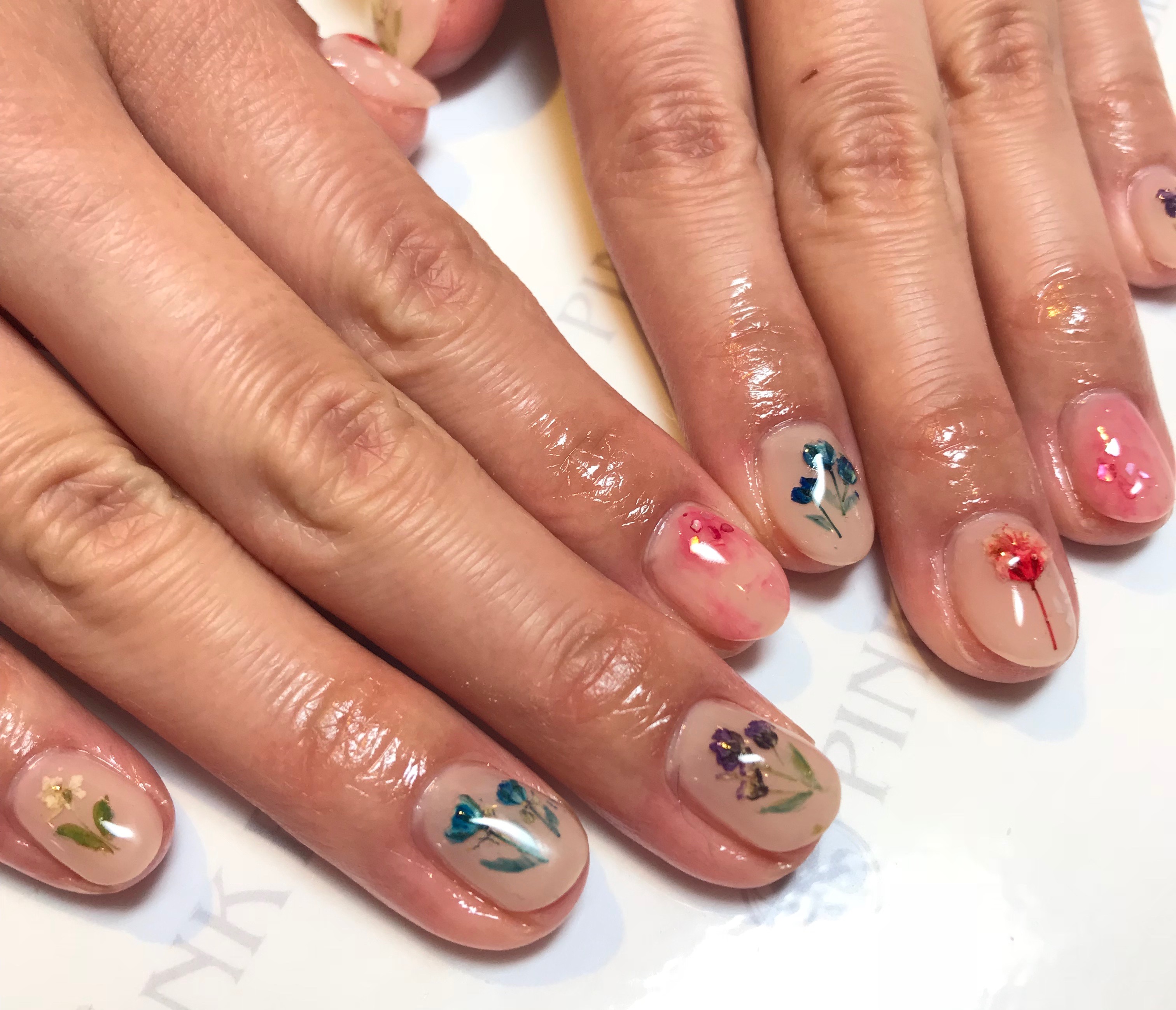 ドライフラワーネイル｜松山市ネイルサロンピンクベリー