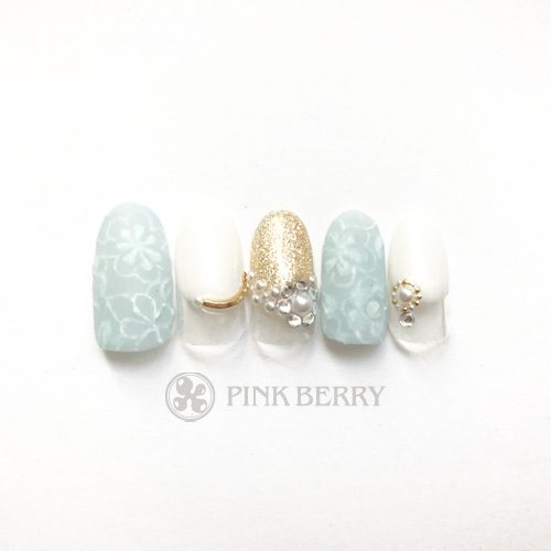 トレンドアートネイルtulle_flowerNail｜松山市ネイルサロンピンクベリー